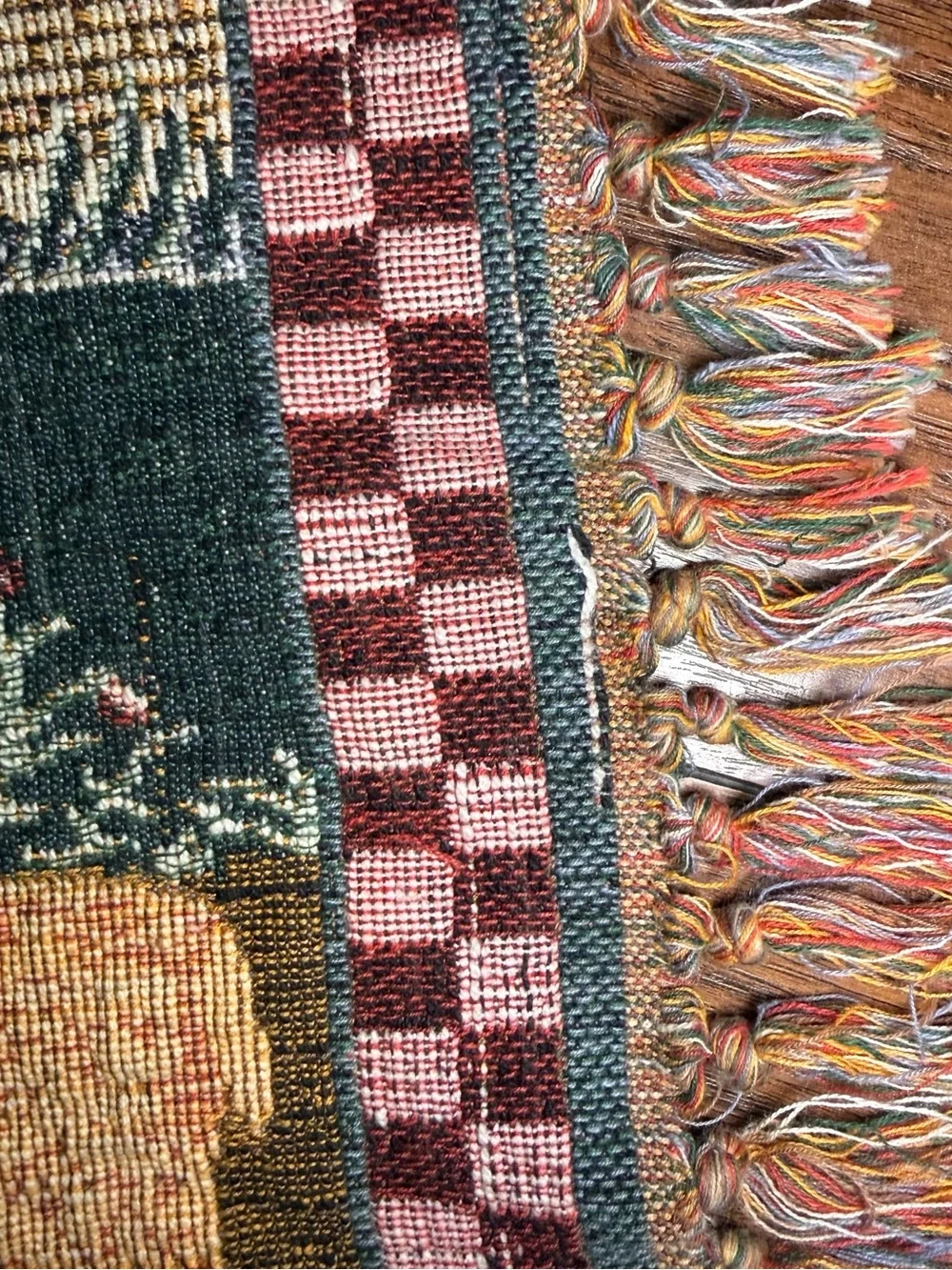 Cottagecore Farmhouse Rug Woven Folk Art Sheep Chicken Rustic Heritage Grandma